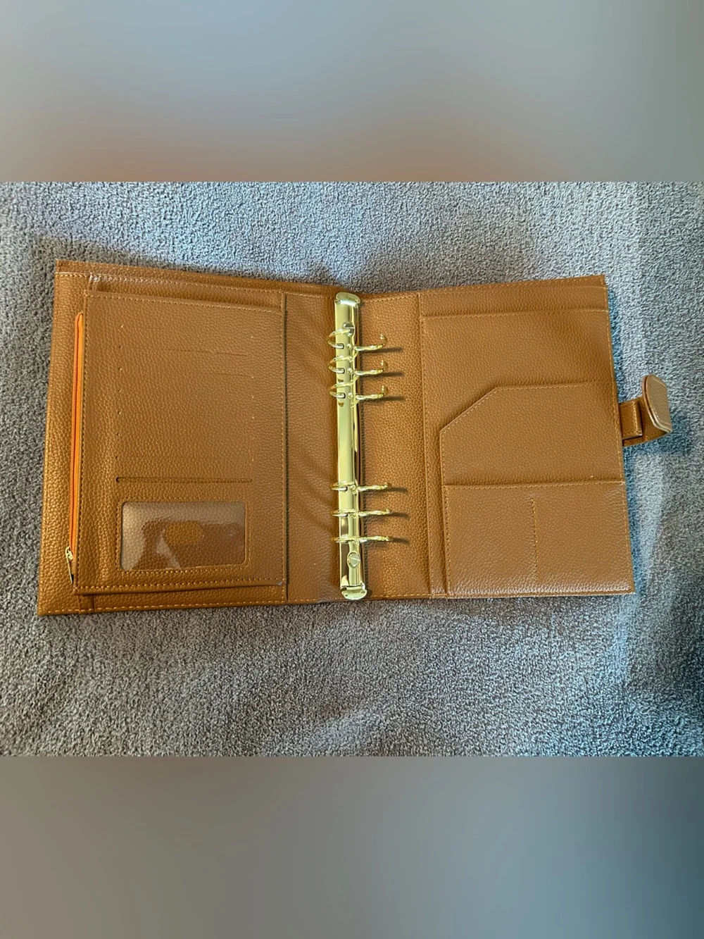 Pebbled Leather Snap-Tab Organizer Wallet in Brown